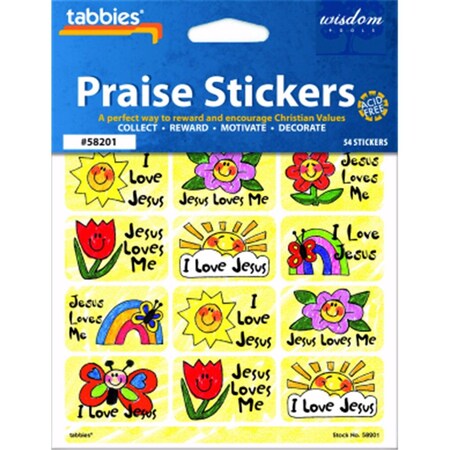 Easy-To-Organize Praise Stickers-I Love Jesus with Praise Chart, 54PK EA3315224